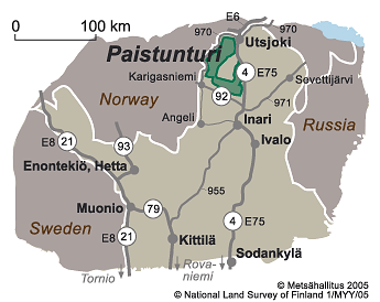 Paistunturi Wilderness Area Directions and Maps 