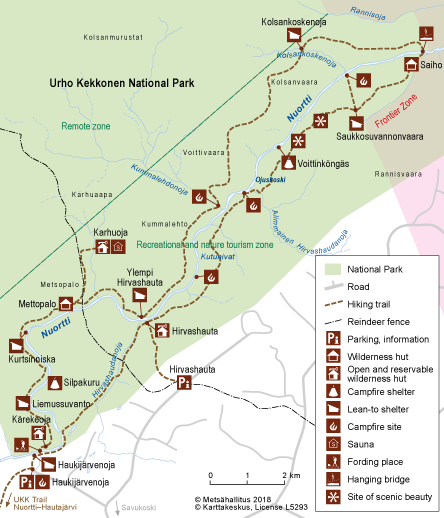 nuortti kartta Nuortti Hiking Trail Nationalparks Fi nuortti kartta